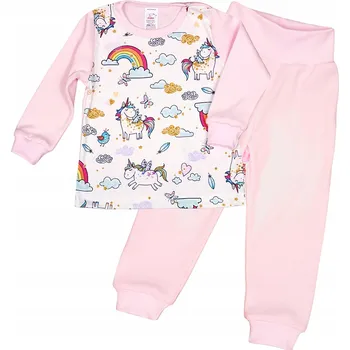 Dívčí pyžamo PYŽAMO kolekce z ORGANICKÉ BAVLNY GOTS JEDNOROŽCI Růžová vel. 104 KLEKLE