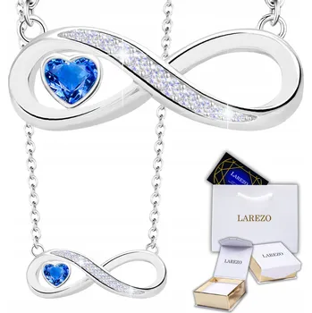 Náhrdelník Stříbrný Náhrdelník Nekonečno s Modrým Srdcem a Zirkony STŘÍBRO 925