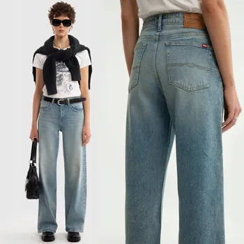 Dámské džíny BIG STAR DÁMSKÉ DŽÍNY S ŠIROKÝMI NOHAVICEMI MODRÉ ATREA 130 W28 L32