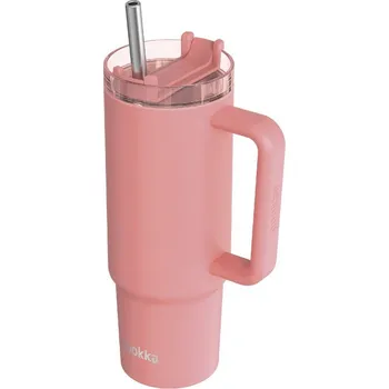 Quokka Nerezový termohrnek s brčkem Vibe Coral 880 ml