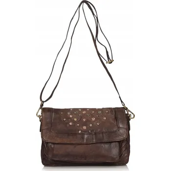 Toscanio kabelka, typ kabelka přes rameno, z pravé hovězí kůže, hnědá