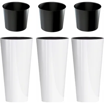 Květináč Balkonový květináč se vložkou 30x57 cm, plastový, lesklý, bílý