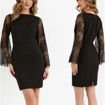 Dámské šaty STYLOVÉ DÁMSKÉ MINI ŠATY , ELEGANTNÍ , ČERNÉ, VELIKOST 36 S