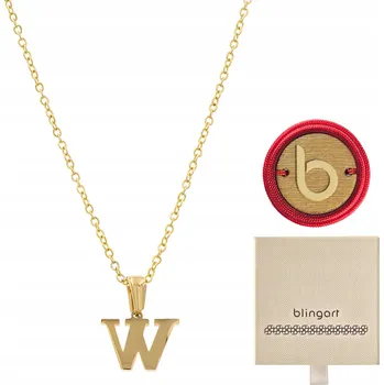 Náhrdelník Dámský náhrdelník s písmenem W, celebrita, pozlacený ocel řetízek BLINGART
