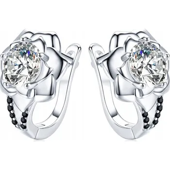 Náušnice STŘÍBRNÉ DÁMSKÉ NÁUŠNICE KVĚTY SE ZIRKONY