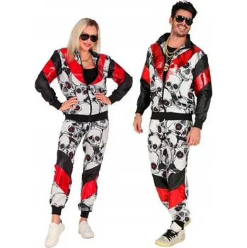 Karnevalový kostým KOSTÝM TEPLÁKOVKA S LEBKAMI LEBKA TEPLÁKOVKA LEBKA L