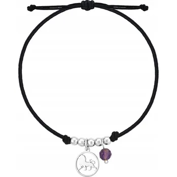 Náramek Šňůrkový náramek Znamení zvěrokruhu Lev AG 925 Stříbro DÁREK GRAVÍROVÁNÍ