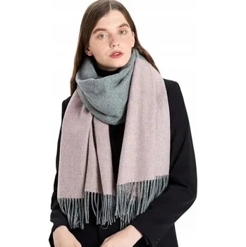 Šála Dámská šála Šátek s třásněmi STORY OF SHANGHAI šedo-růžová 195x70