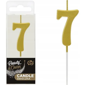 Dortová svíčka Dekorativní NAROZENINOVÁ SVÍČKA ČÍSLICE 7 ZLATÁ GODAN svíčka na dort