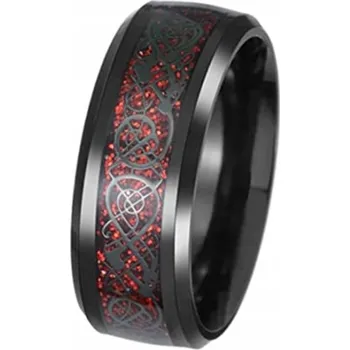 Prsten Prsten Drak Keltský Černý Červený Pečetní Prsten