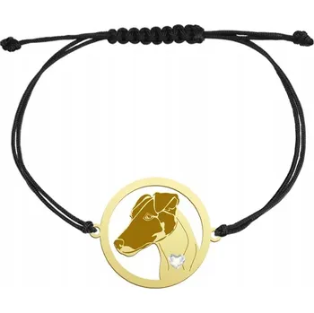 Náramek Foxteriér Hladkosrstý Náramek Zlatý provázek 925 GRAVÍROVÁNÍ DÁREK
