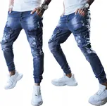 PÁNSKÉ JEANS KALHOTY KAPSÁČE MODRÉ ux3285 - S