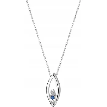 Náhrdelník KRÁSNÝ ZLATÝ NÁHRDELNÍK 585 SLZA se SAFÍREM 0,05 ct