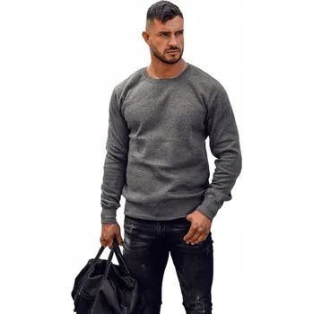 Pánská mikina Antracitová pánská mikina bez kapuce Denley 2001A_2XL