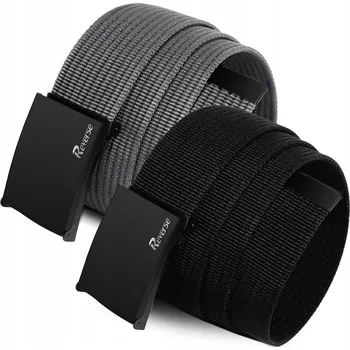 Opasek REVERSE Sada PLÁTĚNÝCH pásků ke kalhotám 2v1 pánský pásek černý šedý 115