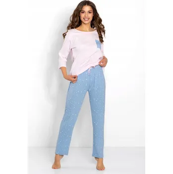 Dámské pyžamo Dámské bavlna pyžamo MPM Monique Pink -modré barvy, velikost 38