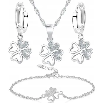 Souprava šperků Sada stříbrných šperků Mennica Bydgoska 925 čtyřlístek