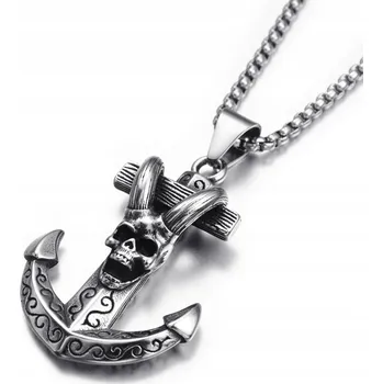 Náhrdelník NÁHRDELNÍK Stříbrný NÁMOŘNÍK PIRÁTI KOTVA 378