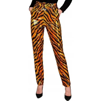 Dámské kalhoty Dámské flitrové kalhoty se zvířecím motivem tygra, velikost L