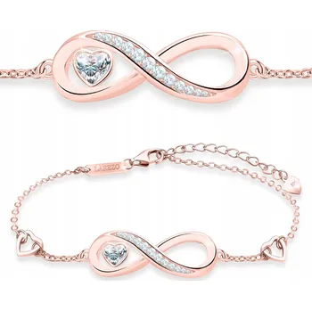 Náramek Pozlacený náramek Nekonečno se zirkony Bílé Srdce STŘÍBRO 925