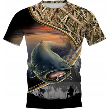 Pánské rybářské tričko s potiskem 3D Dárek pro rybáře na ryby - L