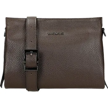 Kabelka Wojas kabelka z pravé kůže hnědá