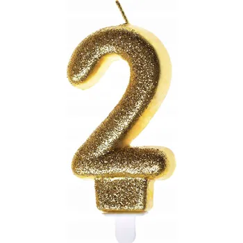 Dortová svíčka Narozeninová svíčka Go-Party číslice 2 zlatá