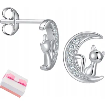 Náušnice Stříbrné náušnice Mennica Bydgoska kočka na měsíci