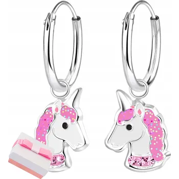 Náušnice stříbrné náušnice jednorožec