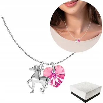 Náhrdelník Náhrdelník Kůň Koník s koněm Srdce Křišťál Náhrdelník s koněm Stříbro 925
