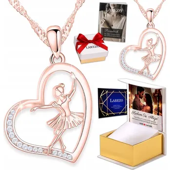 Náhrdelník Růžový Náhrdelník Baletka se Zirkony v Srdci Tanečnice Srdce STŘÍBRO 925