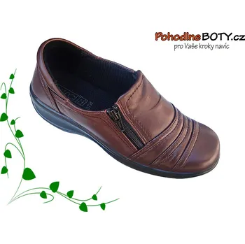 Dámské mokasíny Dámské kožené polobotky vínové širší Aurelia PD1917