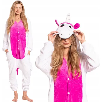 Dámské noční prádlo Dámské pyžamo kombinéza Kigurumi Onesie kostým Jednorožec růžová 165-175cm L