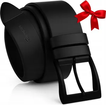 Opasek Pánský kožený Pásek WIDE Reverse trouser ke kalhotám KRABIČKA Černý 120cm