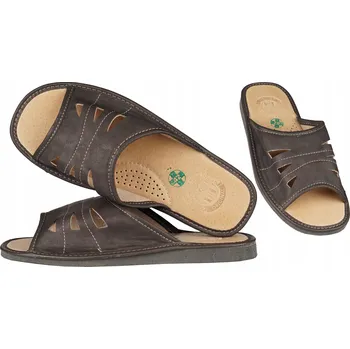 Dámská obuv Pánské kožené Papuče Pohodlné Bačkory s otevřenou Bamboše 42
