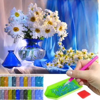 Diamantové malování Diamantová výšivka diamantové malování mozaika pro děti 5d květiny kytice váza