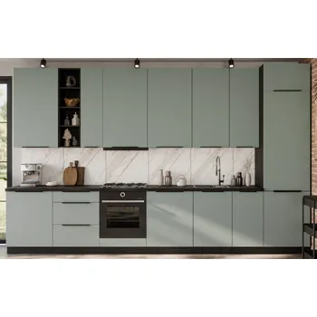 Kuchyňská linka Kuchyňská linka ARIA, sestava D 2, 390 cm, 15 skříněk, aquamarine​/černá