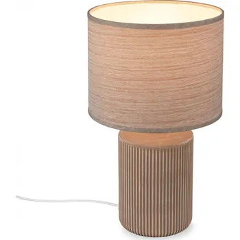 Lampička BRILONER Ino stolní lampička, látkové stínidlo, keramický podstavec, 22x37,5 cm (DxH), hnědé 7539011