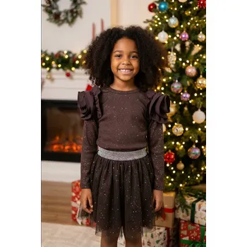 Dívčí sukně Chrisma Dívčí sukně s leskem 25159 barva: hnědá, Rozměr: 116