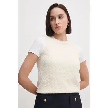 Dámská vesta Vlněná vesta Tommy Hilfiger béžová barva, WW0WW43956 01X, vel. M