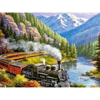 Obraz Diamantová mozaika Vlak v horském údolí 30x40 cm Kreativní diamanty