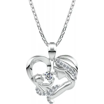 Náhrdelník Stříbrný náhrdelník Řetízek Matka s dítětem v srdci pro maminku Srdce Stříbro
