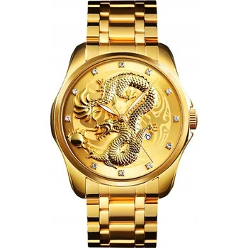 Hodinky Pánské hodinky / SKMEI / náramek / datumovka / drak / stříbrné / zlaté