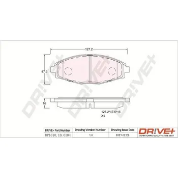 Brzdová destička Sada brzdových destiček, kotoučová brzda DRIVE+ DP1010.10.0104