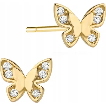 Náušnice ZLATÉ NÁUŠNICE ryzosti 585 MOTÝLCI se Zirkony 14k