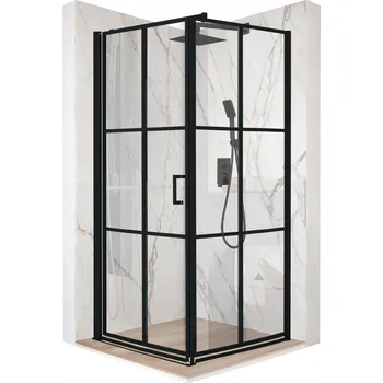 Sprchový kout čtvercový s otočnými dveřmi černý 80x80 cm sklo 6 mm + povrchová úprava