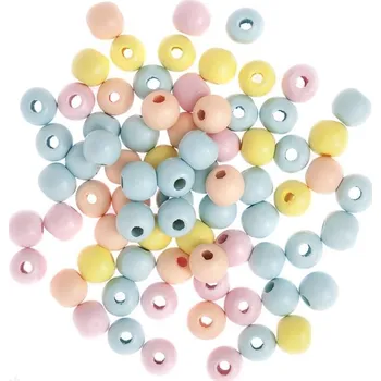 Dětské navlékací korálky Barevné dřevěné korálky 12 mm - 40 g