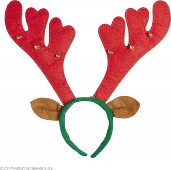 Karnevalový doplněk Čelenka sobí parohy červené rohy se zvonečky