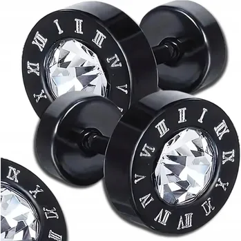 Náušnice Černé náušnice kruhy fake tunel pánské dámské ocel se zirkonem