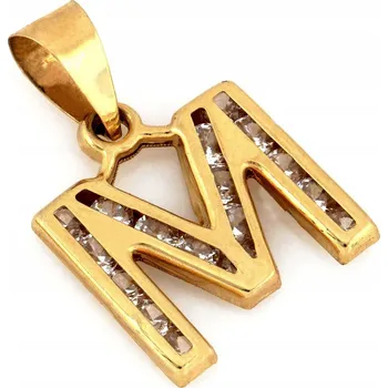 Přívěsek Přívěsek zlatý 585 písmeno M se zirkony zlato 14k váha 0.96g jako dárek